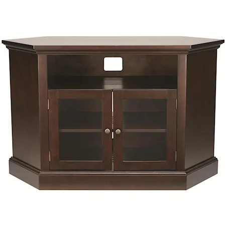 Expertly Crafted Audio Video Corner Unit with Hardwood Veneers